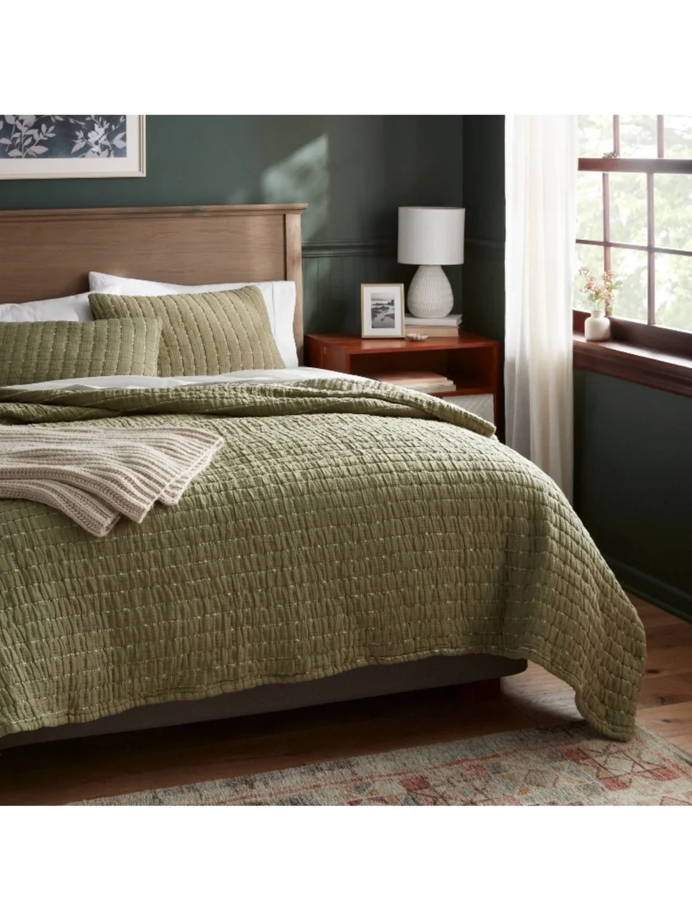 Threshold Moss Green Full/Queen Jersey Quilt